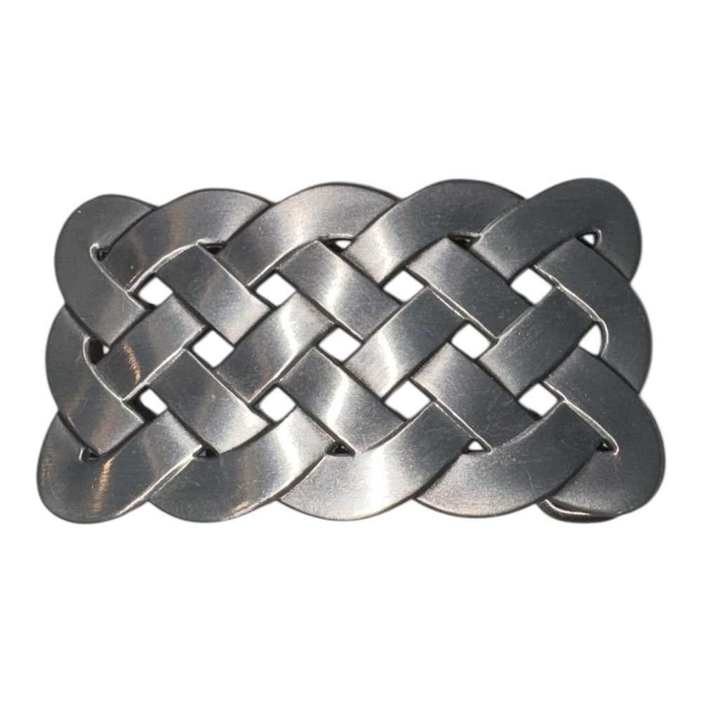 Silver Tone Woven Celtic Knot Rectangle Belt Buckle J40